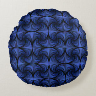 Graphic Geometric 3D Scallop Fan Blue Rundes Kissen