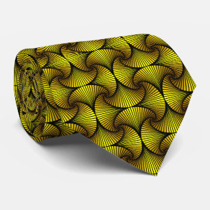 Graphic Geometric 3D Scallop Fan Gelb Krawatte