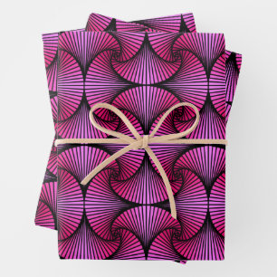 Graphic Geometric 3D Scallop Fan Pink Geschenkpapier Set