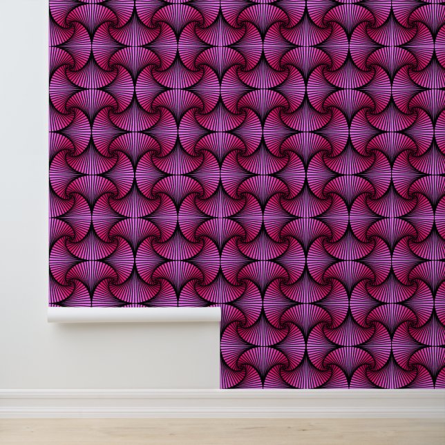Graphic Geometric 3D Scallop Fan Pink Tapete (Anwendung)