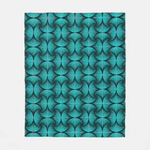 Graphic Geometric 3D Scallop Fan Türkis Fleecedecke