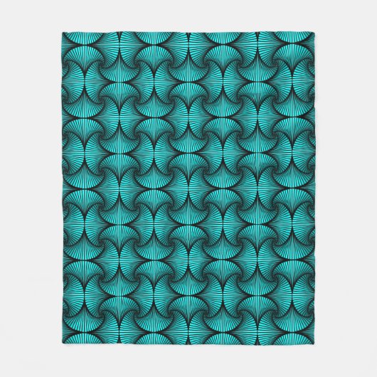 Graphic Geometric 3D Scallop Fan Türkis Fleecedecke (Vorderseite)