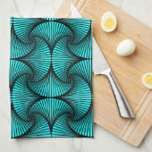 Graphic Geometric 3D Scallop Fan Türkis Geschirrtuch (Viertel Falte)