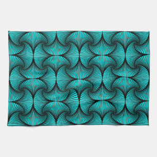 Graphic Geometric 3D Scallop Fan Türkis Geschirrtuch