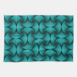 Graphic Geometric 3D Scallop Fan Türkis Geschirrtuch