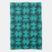 Graphic Geometric 3D Scallop Fan Türkis Geschirrtuch (Vertikal)