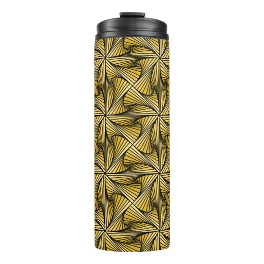 Graphic Geometric 3D Spiral Drehung gelb Thermosbecher (Vorderseite)