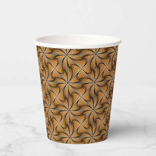 Graphic Geometric 3D Spiral Drehung Orange Pappbecher (Vorderseite)