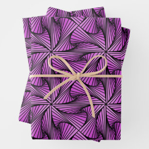 Graphic Geometric 3D Spiral Drehung Pink Geschenkpapier Set