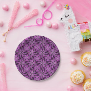 Graphic Geometric 3D Spiral Drehung Pink Pappteller