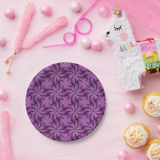 Graphic Geometric 3D Spiral Drehung Pink Pappteller (Party)