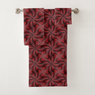 Graphic Geometric 3D Spiral Drehung Red Badhandtuch Set