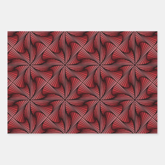 Graphic Geometric 3D Spiral Drehung Rot Rosa Lila Geschenkpapier Set (Vorderseite)