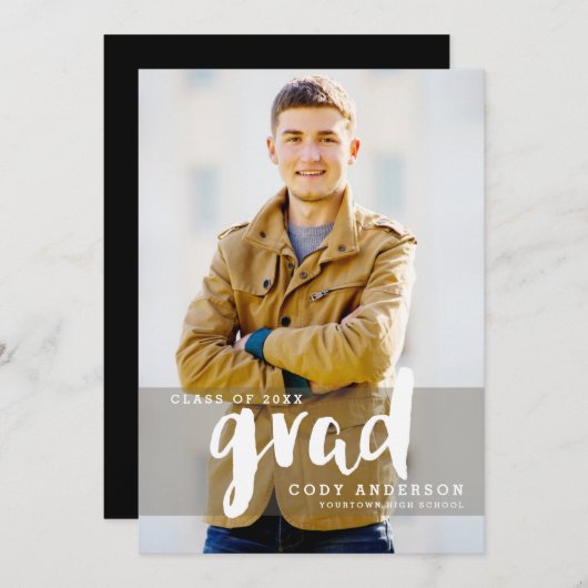 Graphic Grad Moderner Pinsel | Abschluss Einladung (Vorne/Hinten)