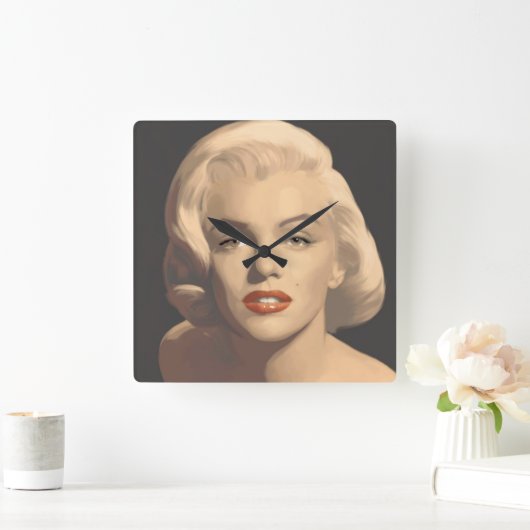 Graphic Gray Marilyn Quadratische Wanduhr (Zuhause)