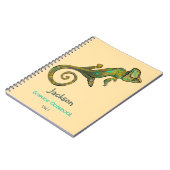 Graphic Green Lizard Namensschild der Schule Notizblock (Linke Seite)