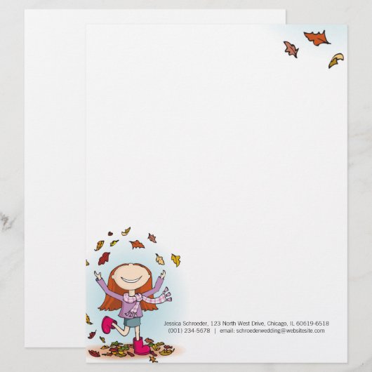 Graphic Herbst / Herbst Girl Letterhead Briefbogen (Vorne/Hinten)
