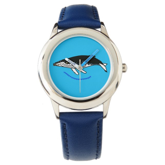 Graphic - Humpback WHALE - Ocean blue - Armbanduhr (Vorderseite)