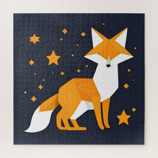 Graphic Illustration of a Fox in Geometric Style Puzzle (Vertikal)