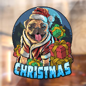 Graphic Illustration Weihnachtsfeiertag Mops Fensteraufkleber (Blatt 2)