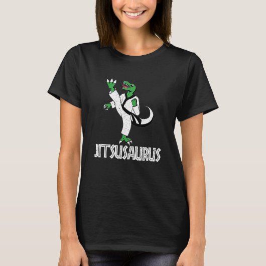 Graphic Jitsusaurus Dinosaur And Brazilian Jiu Jit T-Shirt (Vorderseite)