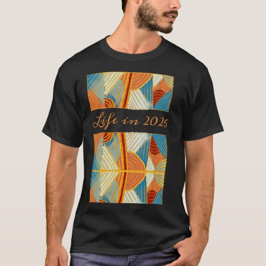 Graphic Life in 2026 Abstract Lines & Curves T-Shirt (Vorderseite)
