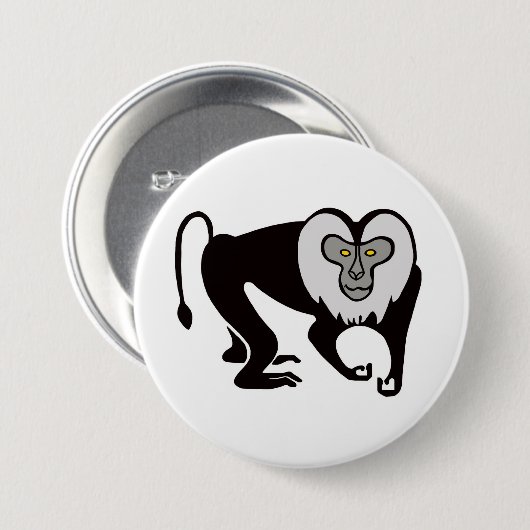 Graphic-Lion-Taillierte MACAQUE-Affe- Wildtiere - Button (Vorne & Hinten)