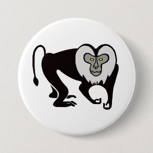 Graphic-Lion-Taillierte MACAQUE-Affe- Wildtiere - Button