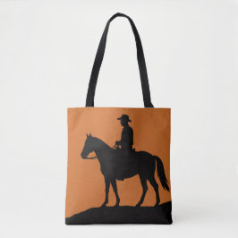 Graphic Lone Rider Tote Bag - Minimalist Western  Tasche