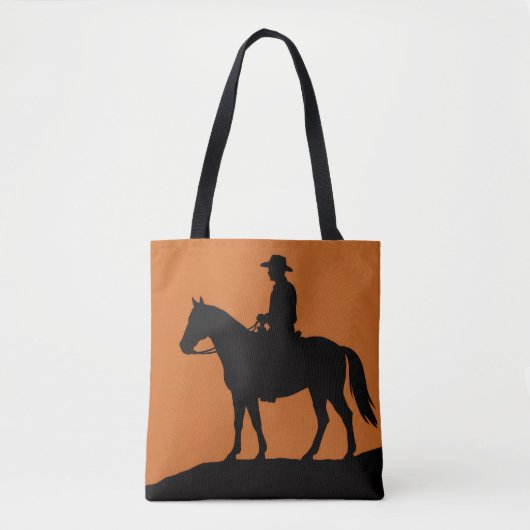 Graphic Lone Rider Tote Bag - Minimalist Western  Tasche (Vorderseite)