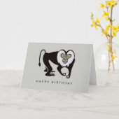 Graphic - MACAQUE - Monkey -Primat - Wildlife Karte (Gelbe Blume)