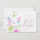 Graphic moderne Blume Blätter formale Hochzeit RSV RSVP Karte (Vorderseite)
