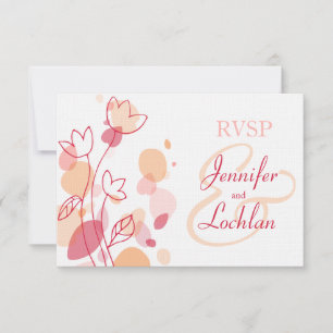 Graphic moderne Blume Blätter formale Hochzeit RSV RSVP Karte