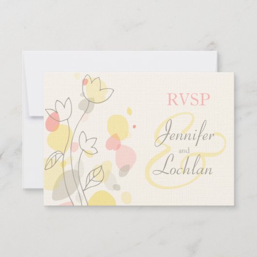 Graphic moderne Blume Blätter formale Hochzeit RSV RSVP Karte (Vorderseite)