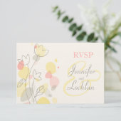 Graphic moderne Blume Blätter formale Hochzeit RSV RSVP Karte (Stehend Vorderseite)