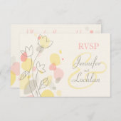 Graphic moderne Blume Blätter formale Hochzeit RSV RSVP Karte (Vorne/Hinten)