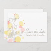 Graphic moderne Blume Blätter Save the Date Karte (Vorne/Hinten)
