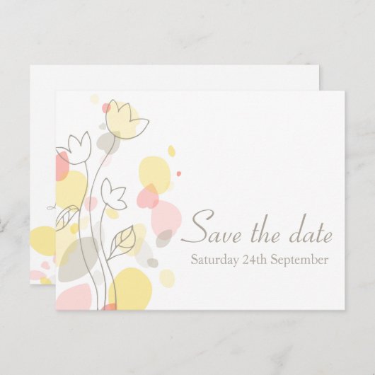 Graphic moderne Blume Blätter Save the Date Karte (Vorne/Hinten)