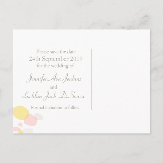 Graphic moderne Blume Blätter Save the Date Karte (Rückseite)