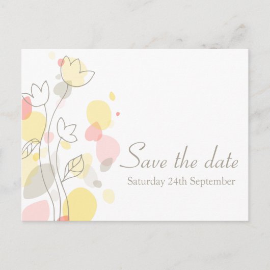 Graphic moderne Blume Blätter Save the Date Karte (Vorderseite)
