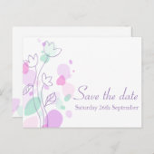 Graphic moderne Blume Blätter Save the Date Karte (Vorne/Hinten)