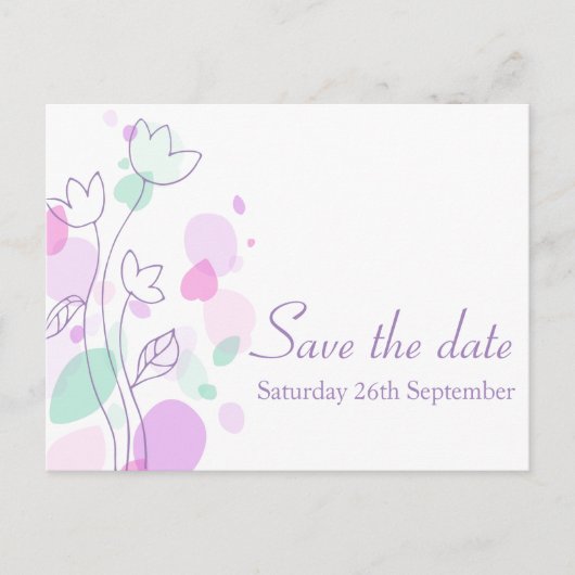 Graphic moderne Blume Blätter Save the Date Karte (Vorderseite)