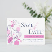 Graphic moderne Blume Blätter Save the Date Karte (Stehend Vorderseite)