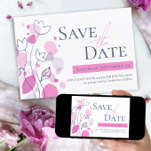 Graphic moderne Blume Blätter Save the Date Karte