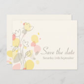 Graphic moderne Blume Blätter Save the Date Karte (Vorne/Hinten)