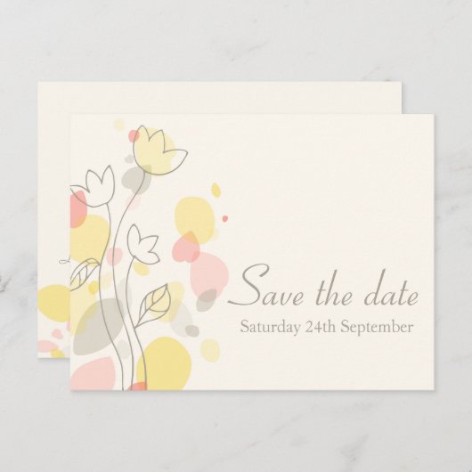 Graphic moderne Blume Blätter Save the Date Karte (Vorne/Hinten)