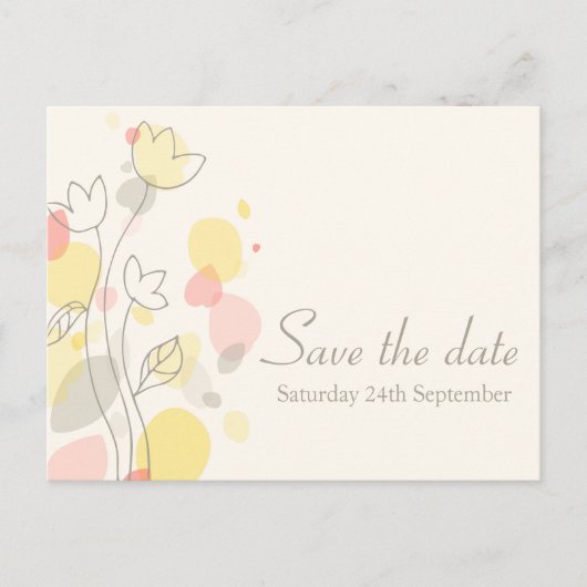 Graphic moderne Blume Blätter Save the Date Karte (Vorderseite)