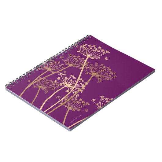 Graphic moderne Blume chervil lila Art Notebook Notizblock (Linke Seite)