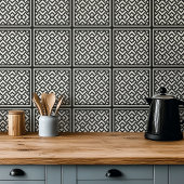 Graphic monochrome Art Deko schwarz-weiß Fliese