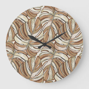 Graphic Monstera Blätter Tropical Design Große Wanduhr